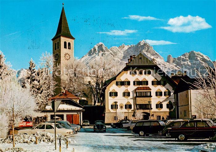 Saalfelden Steinernes Meer AT Dorfpartie m. Kirche m. Rathaus