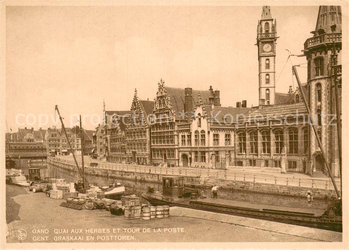 Gent Gand Flandre Quai aux herbes et tour de la poste