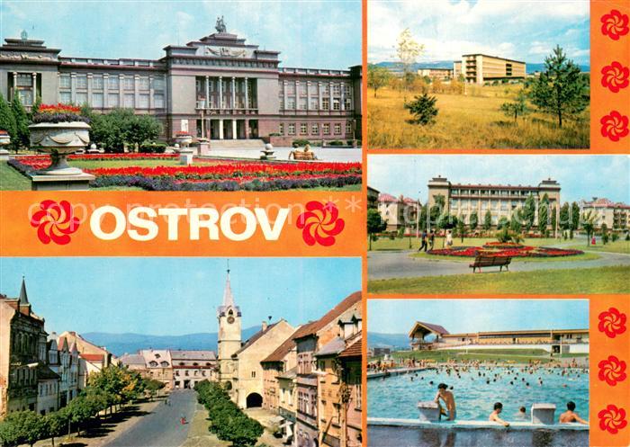 Ostrov nad Ohry Karlovy Vary Karlsbad CZ Teilansichten m. Schwimmbad