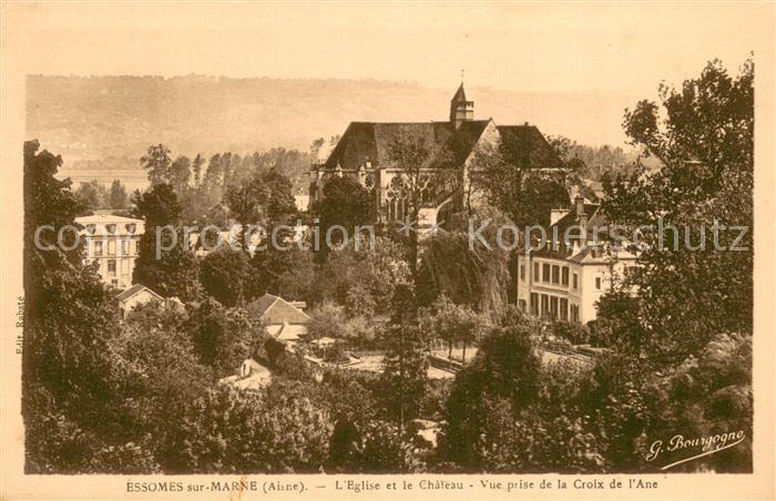 Essomes-sur-Marne 02 Eglise et le Chateau Vue prise de la Croix de l'Ane