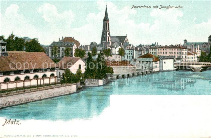 Metz  57 Moselle Pulverninsel mit Jungfernwehr