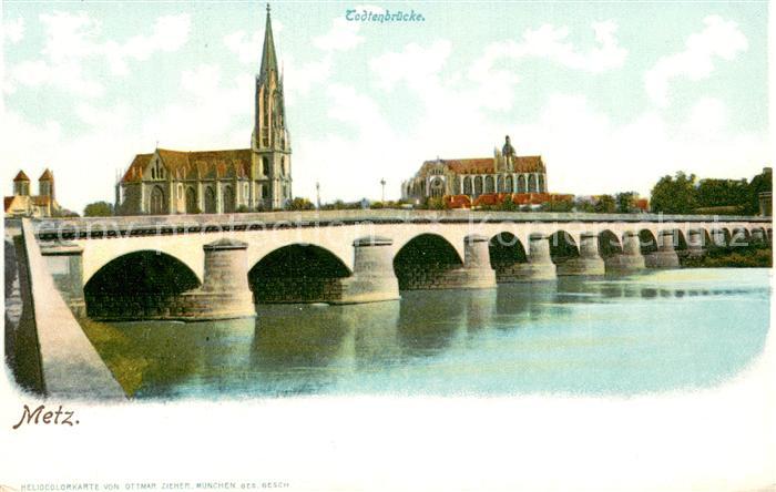 Metz  57 Moselle Todtenbruecke mit Kirche