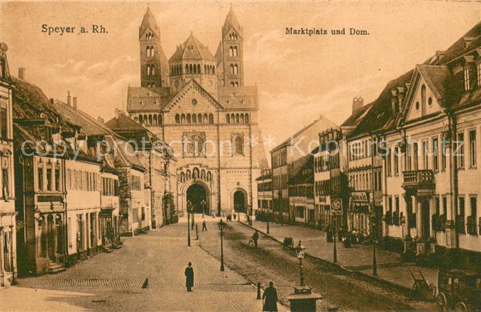 Speyer Rhein Marktplatz und Dom