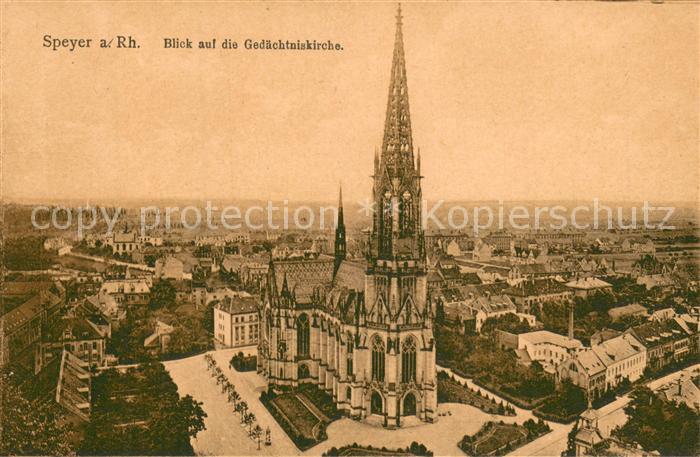 Speyer Rhein Gedaechtniskirche Fliegeraufnahme