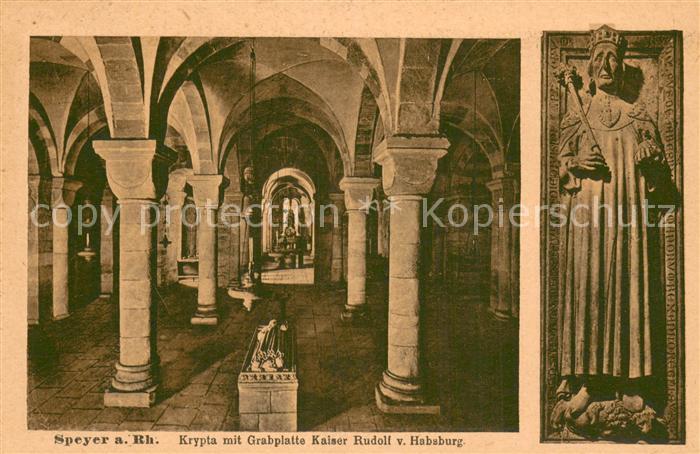 Speyer Rhein Krypta mit Grabplatte Kaiser Rudolf von Habsburg