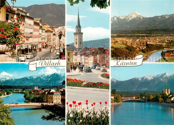 Villach Kaernten Ortsansichten Partien an der Drau