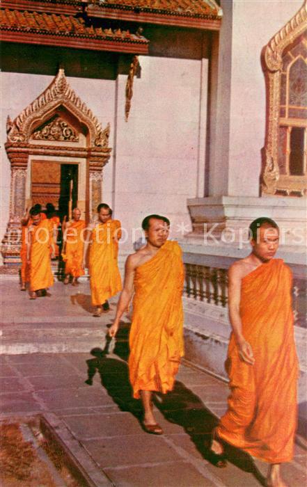 Bangkok Thailand The priests out from temple hall after daily sutra