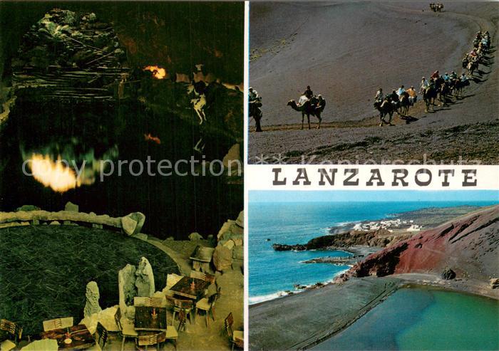 Lanzarote Kanarische Inseln ES Grotte Kamelreiter Panorama