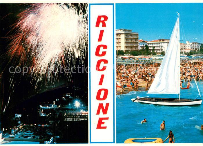 Riccione Rimini IT Feuerwerk Strandpartie