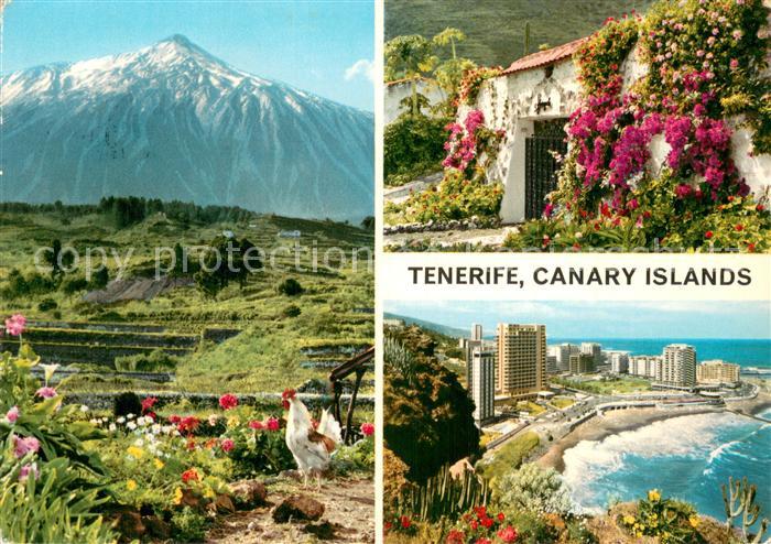 Tenerife Islas Canarias Spanien ES Panorama mit Teide Teilansichten Strand