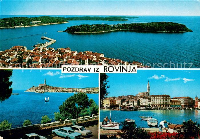 Rovinj Rovigno Istrien Croatia Fliegeraufnahme Panorama Hafen