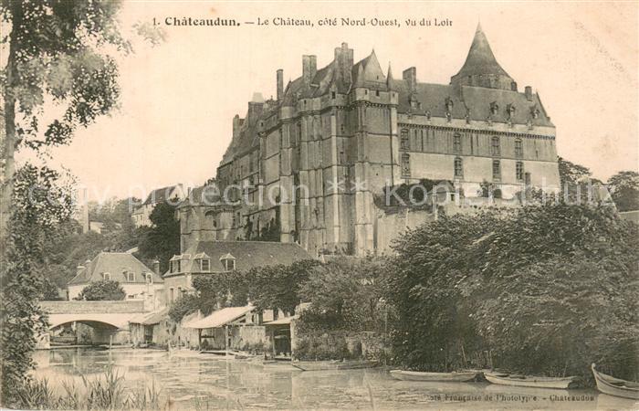 Chateaudun 28 Eure-et-Loir Le Chateau cote Nord Ouest vu du Loir