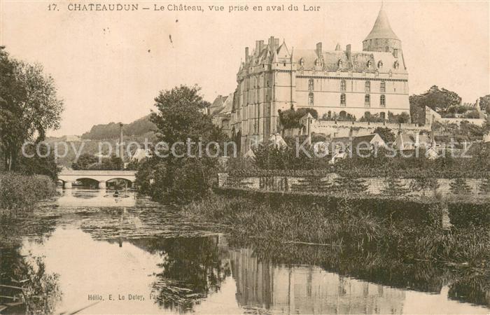 Chateaudun 28 Eure-et-Loir Le Chateau vue prise en aval du Loir
