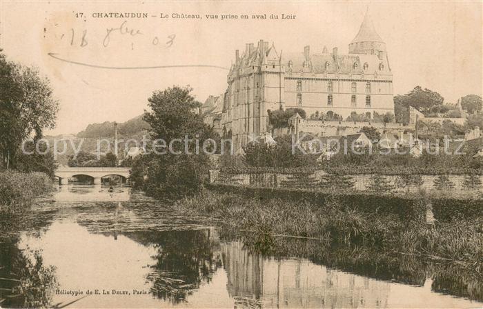Chateaudun 28 Eure-et-Loir Le Chateau vue prise en aval du Loir