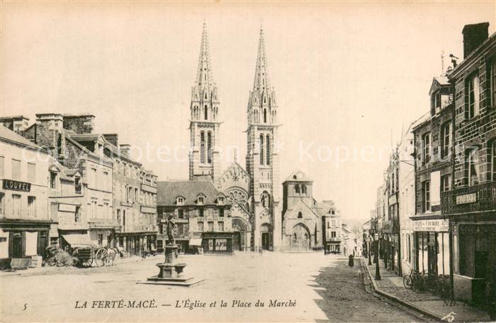 La Ferte-Mace 61 Eglise et la Place du Marche