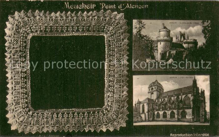 Alencon 61 Mouchoir Point d’Alencon Le Chateau l'Eglise