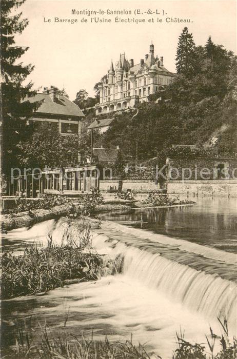 Montigny-le-Gannelon Barrage de l Usine Electrique et le Chateau