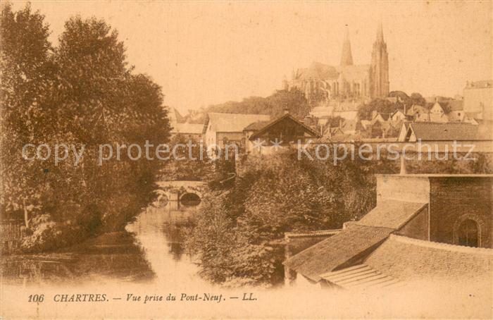Chartres 28 Vue prise du pont neuf Cathedrale