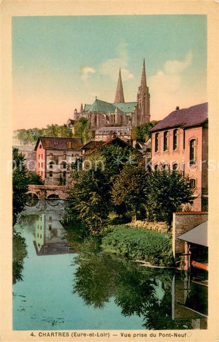 Chartres 28 Vue prise du pont neuf Cathedrale Notre Dame