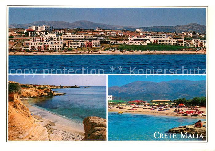 Malia Crete Greece Kuestenort Panorama Strand