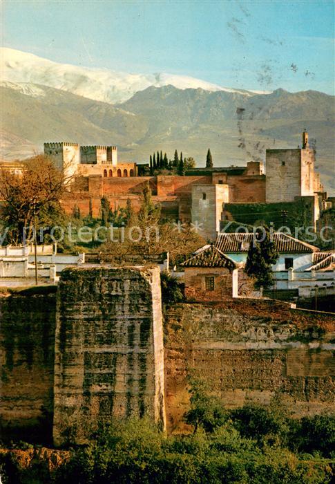 Granada Andalucia ES Vista parcial de la Alhambra y Sierra Nevada