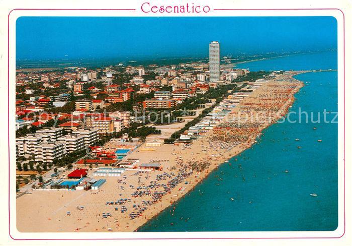 Cesenatico Panorama della spiaggia e alberghi veduta aerea