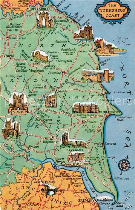 Scarborough  UK Karte The Yorkshire Coast