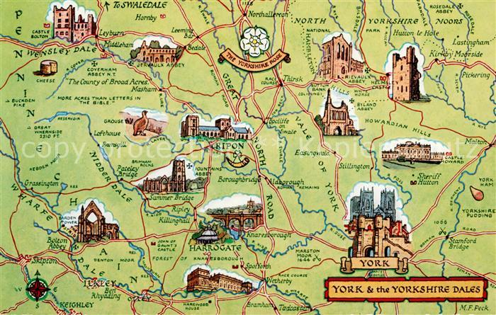 Harrogate  UK Karte York and the Yorkshire Dales