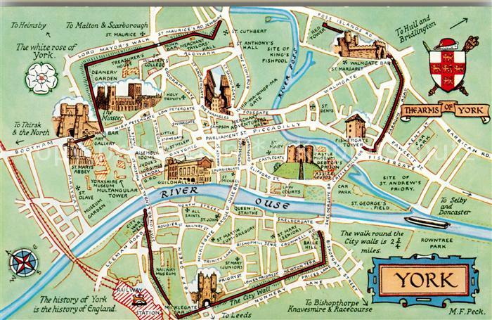 York  UK Karte York m. River Ouse