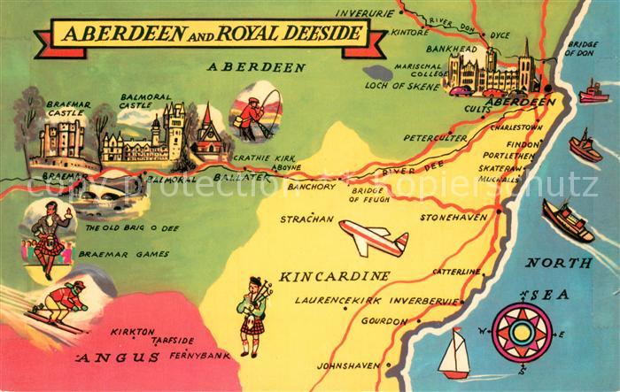 Aberdeen  Scotland UK Karte Aberdeen and Royal Deeside