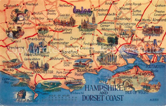 Dorchester  West Dorset UK Karte Hampshire and Dorset Coast