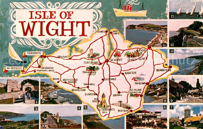 Isle-of-Wight UK Karte u. Fotos Yachting - Cliff Walk - Godshill - Bembridge - S