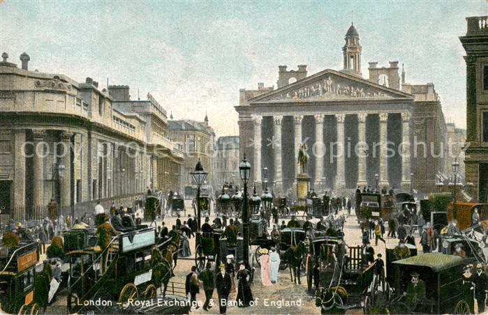 London  UK Royal exchange and Bank of England Autos u. Gespanne