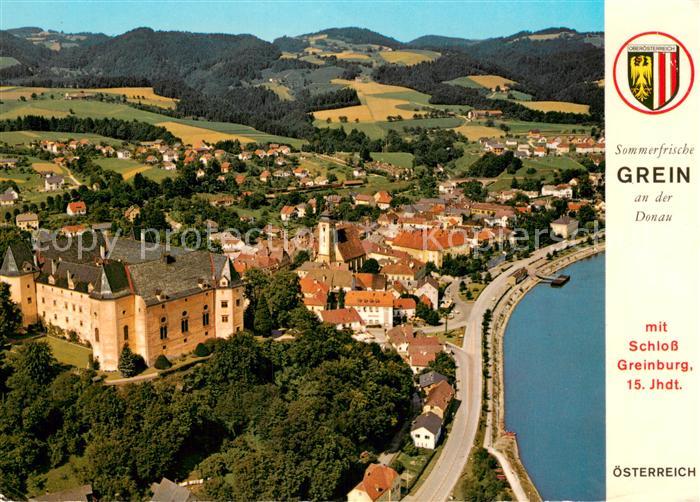 Grein Donau Oberoesterreich Fliegeraufnahme Schloss Greinburg