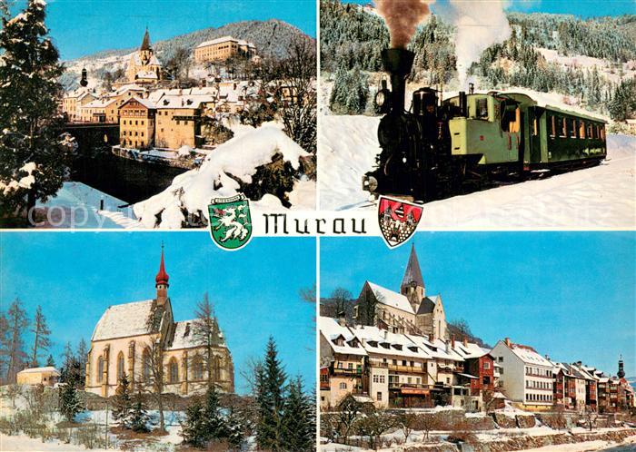 Murau Steiermark Kirche - Bahn Stadt-Ansichten Winter Schnee