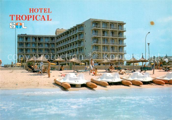 Playa de Palma Mallorca Hotel Tropical Aussenansicht m. Strandpartie