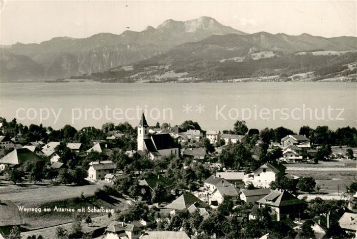 Weyregg Attersee Totalansicht m. See u. Schafberg