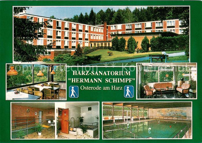 Osterode Harz Sanatorium Hermann Schimpf Gastraeume Wassertretanlagen Hallenbad