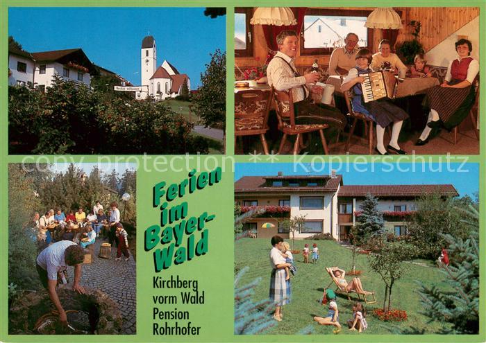 Kirchberg Wald Niederbayern Pension Rohrhofer Kirche Gaststube Park Liegewiese