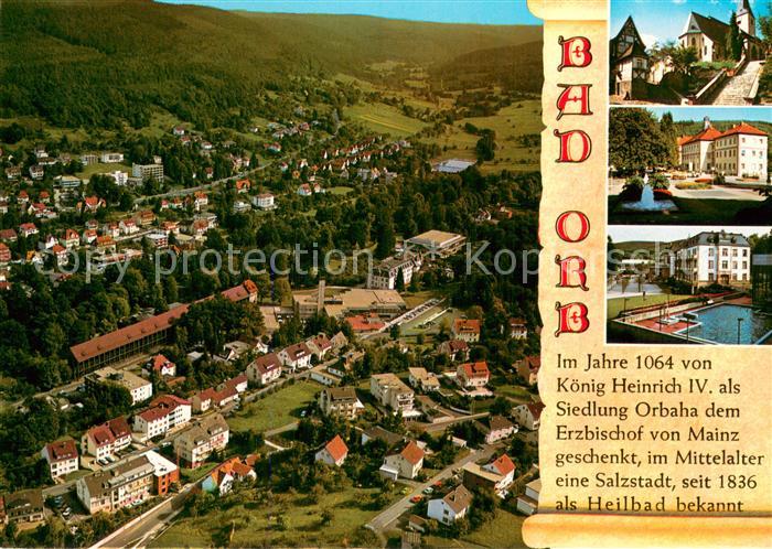Bad Orb Orbtal Fliegeraufnahme Martinskirche Salinenplatz Rathaus Thermalbad Kur