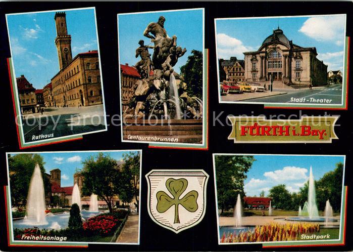 Fuerth Bayern Rathaus Centaurenbrunnen Stadt Theater Freiheitsanlage Stadtpark