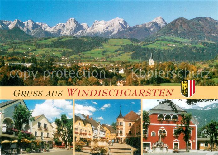 Windischgarsten Ortsansicht m. Totem-Gebirge u. histo. Haeuser