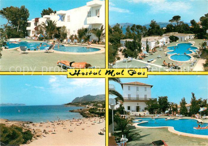 Alcudia Mallorca ES Hostal Mal Pas Teilansicht m. Pool u. Strand