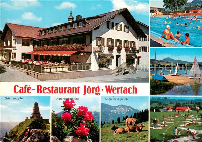 Wertach Cafe-Restaurant Joerg m. Schwimmbad Minigolfplatz Alpvieh Gruenengipfel
