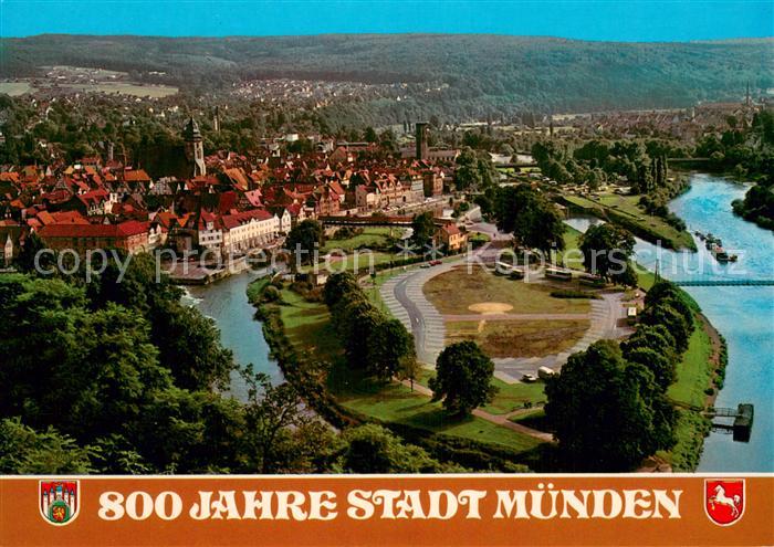 Muenden Werra Fliegeraufnahme 800 Jahre Stadt Muenden