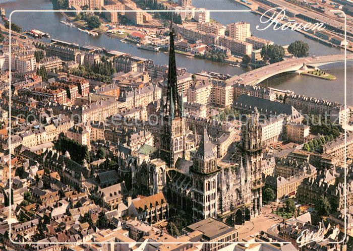 Rouen 76 Fliegeraufnahme Kathedrale u. Seine