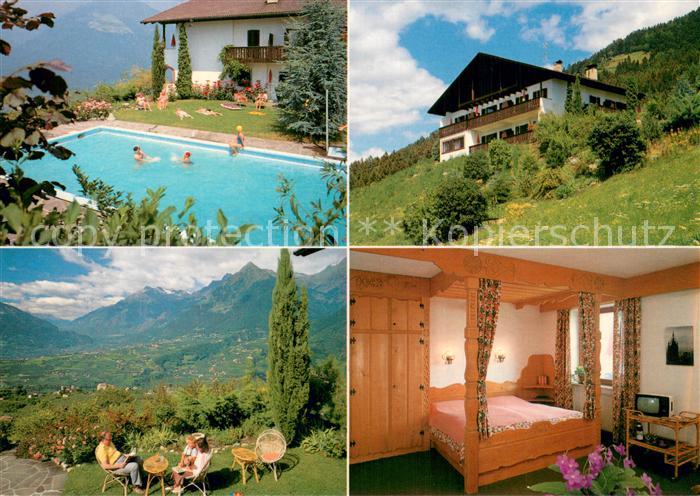 Schenna Meran Appartementhaus Michael am Waal Teilansichten m. Pool u. Aussicht