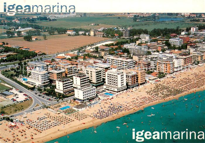 Igea Marina Bellaria Rimini IT Fliegeraufnahme Strand-Panorama