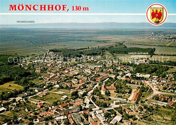 Moenchhof Burgenland Fliegeraufnahme Panorama m. Neusiedlersee u. Kurhaus-Marien