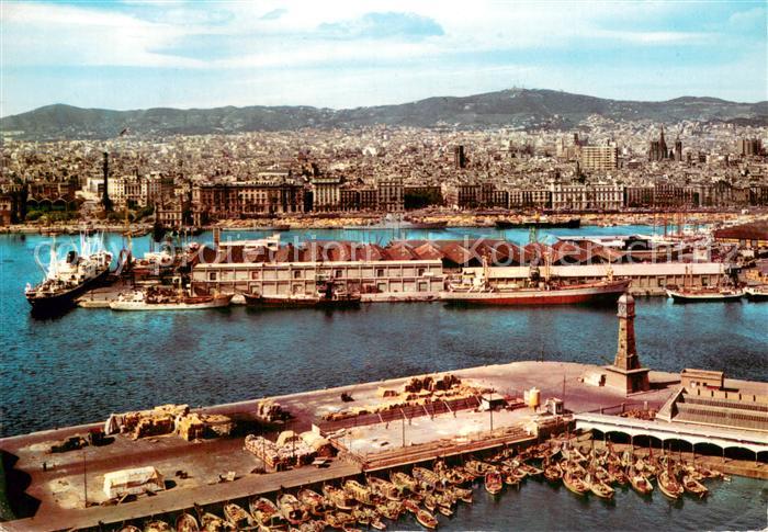 Barcelona Cataluna Fliegeraufnahme Teilblick auf d. Hafen
